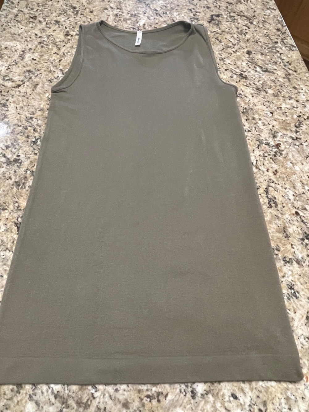 Skinnytees High Neck Tank Top Army Green Layering Basic